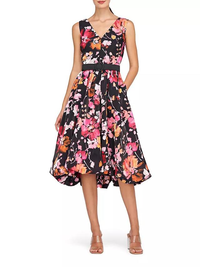 Viola Floral Organza Bubble-Hem Midi-Dress Product Image