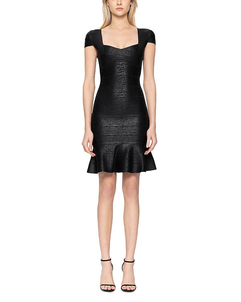 Herve Leger Foiled Cap Sleeve Bandage Dress Product Image