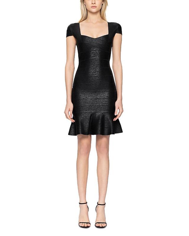 Herve Leger Foiled Cap Sleeve Bandage Dress Product Image