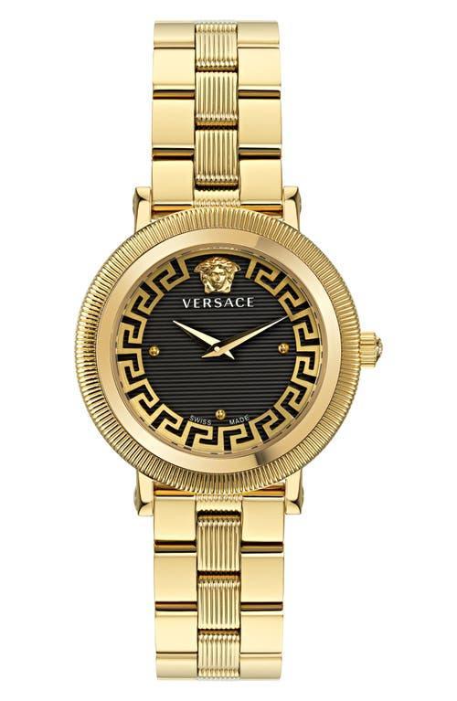 Mens Greca Flourish IP Yellow Gold Stainless Steel Bracelet Watch/35MM Product Image