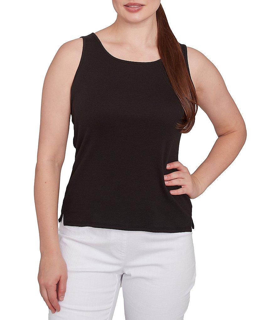 Ruby Rd. Scoop Neck Sleeveless Cotton Rib Knit Tank Product Image