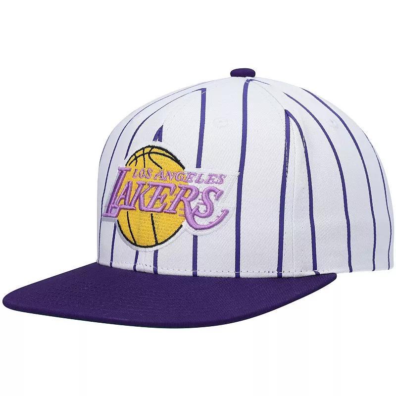 Mens Mitchell & Ness Los Angeles Lakers Hardwood Classics Pinstripe Snapback Hat Product Image