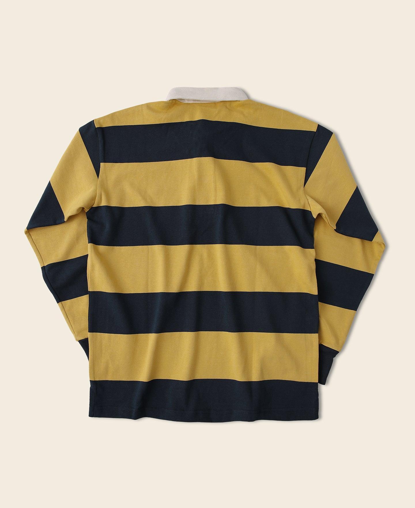 Classic Fit Striped Jersey Rugby Shirt - Yellow/Navy Product Image