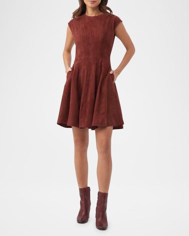 Sabi Cap-Sleeve Suede Mini Dress Product Image