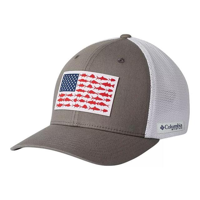 Mens Columbia PFG FlexFit Mesh Fish Flag Fitted Cap silver Product Image