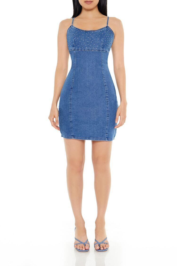 Rhinestone Denim Cami Mini Dress | Forever 21 Product Image