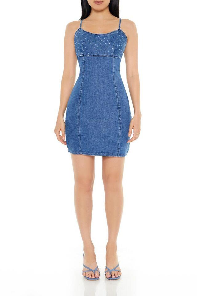 Rhinestone Denim Cami Mini Dress | Forever 21 Product Image