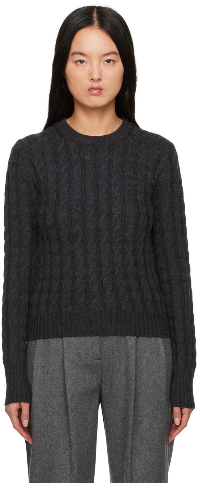 Cable-knit Jumper In Charcoal Melange 019 Product Image