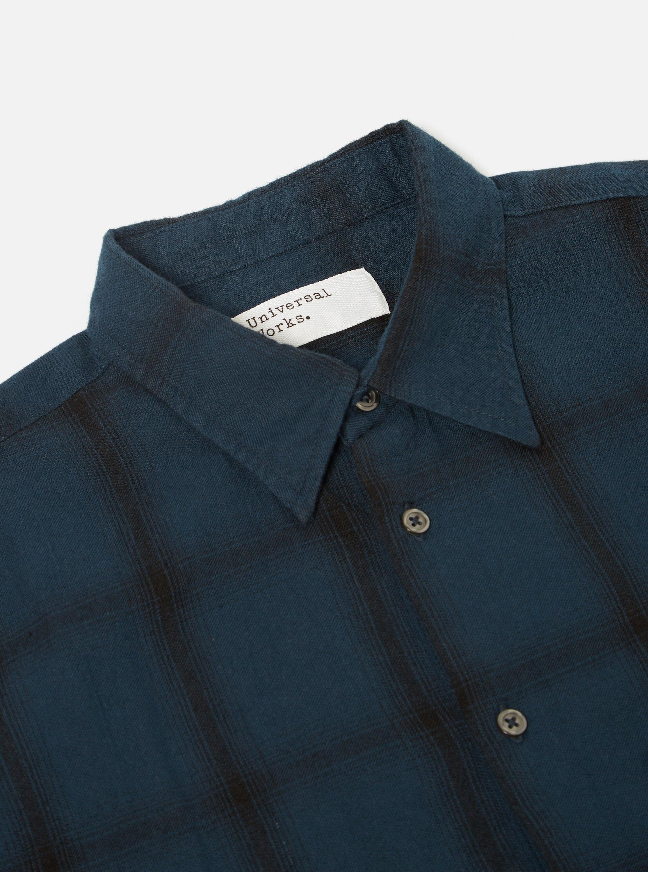 Universal Works Square Pocket Shirt in Navy Shadow Check Product Image