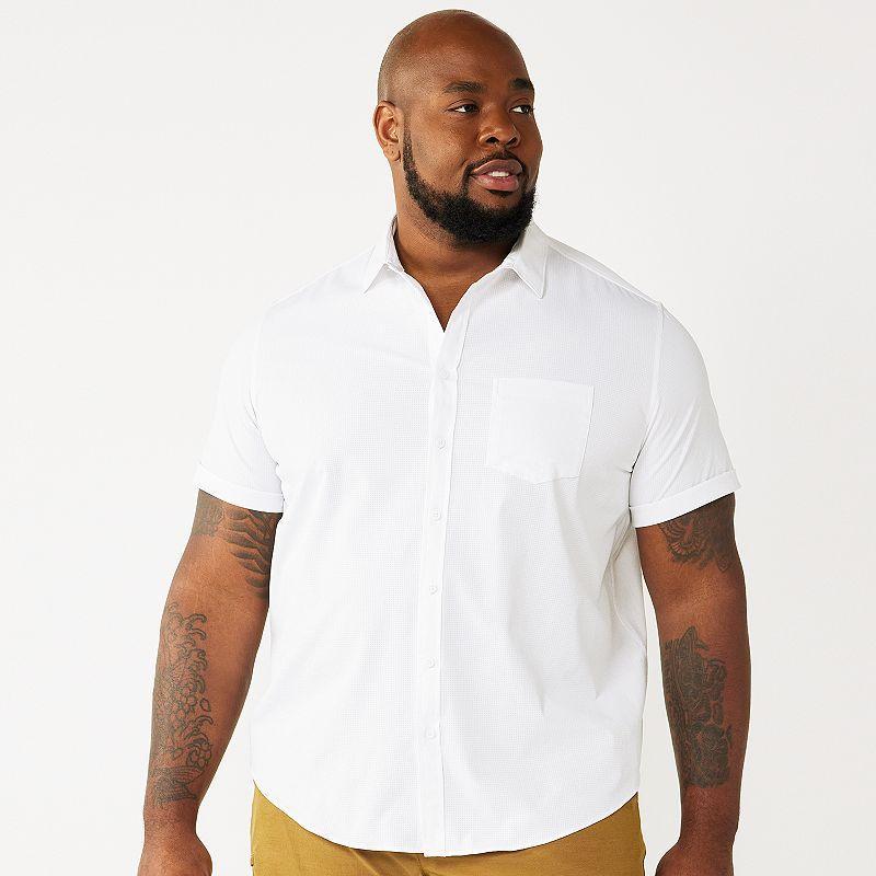 Mens Big & Tall Apt. 9 Slim-Fit Athleisure Untucked Tech Button-Down Shirt White Product Image