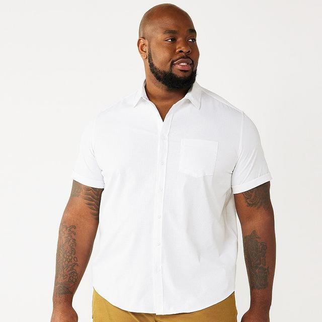 Mens Big & Tall Apt. 9 Slim-Fit Athleisure Untucked Tech Button-Down Shirt White Product Image