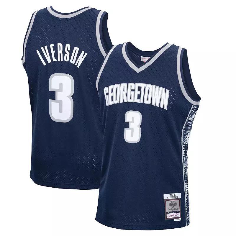 Mens Mitchell & Ness Allen Iverson Navy Georgetown Hoyas 1995-96 Swingman Replica Jersey Grg Blue Product Image