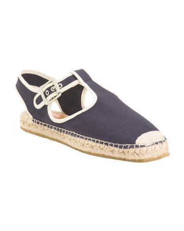 70s Slip On T Strap Espadrilles for Women | Textile Product Image