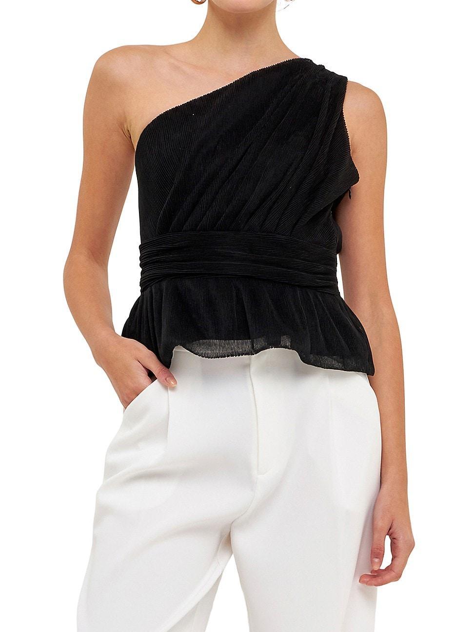 Endless Rose One-Shoulder Textured Tulle Top Product Image