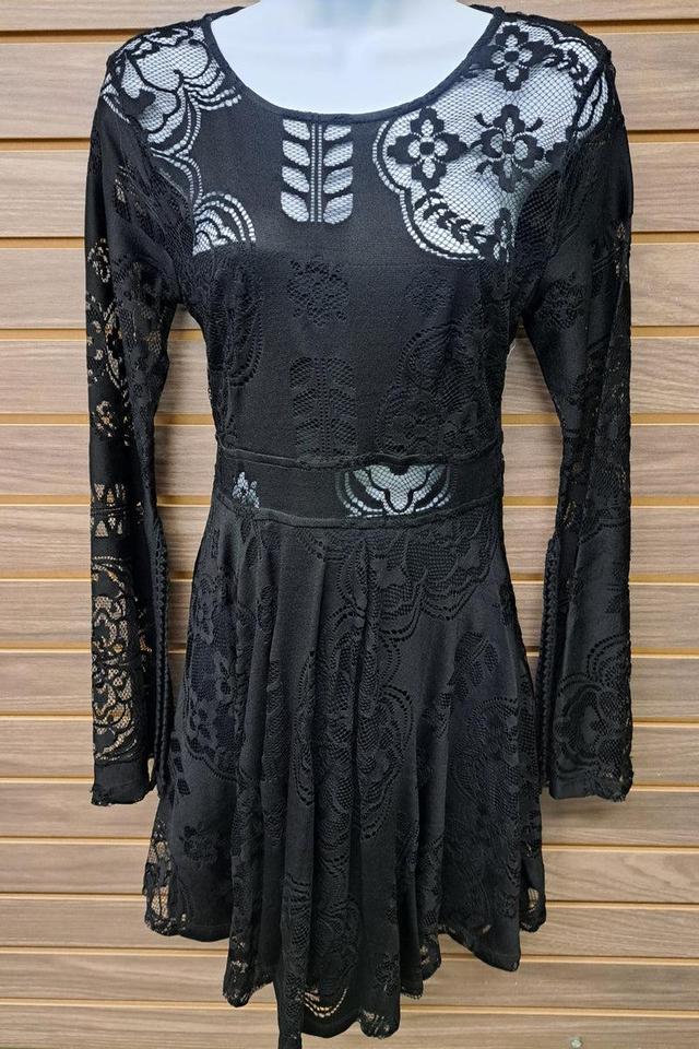 Black Lace Cutout Dress Product Image