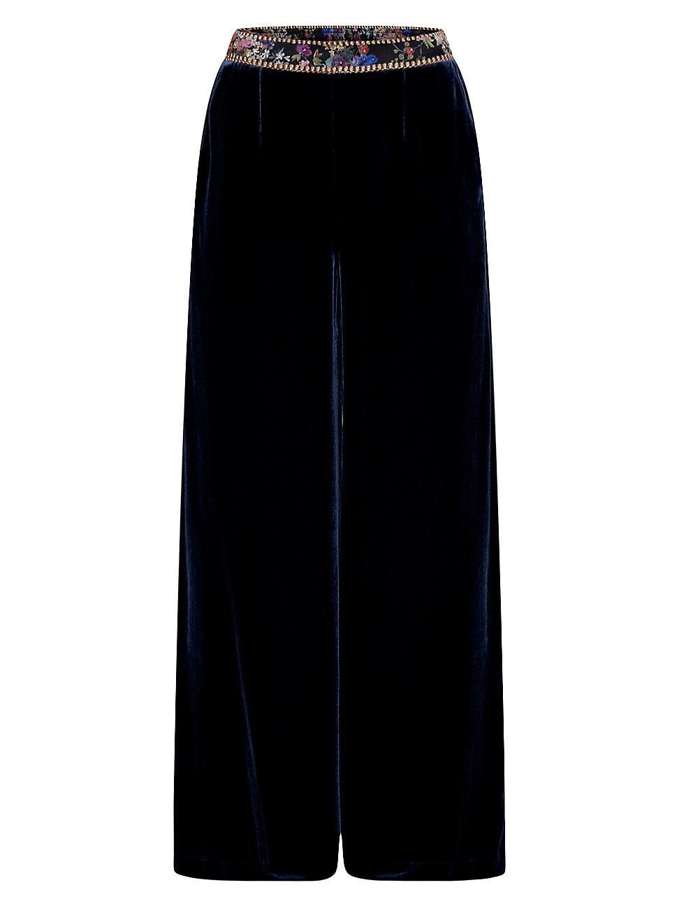 Womens Velvet Wide-Leg Trousers Product Image