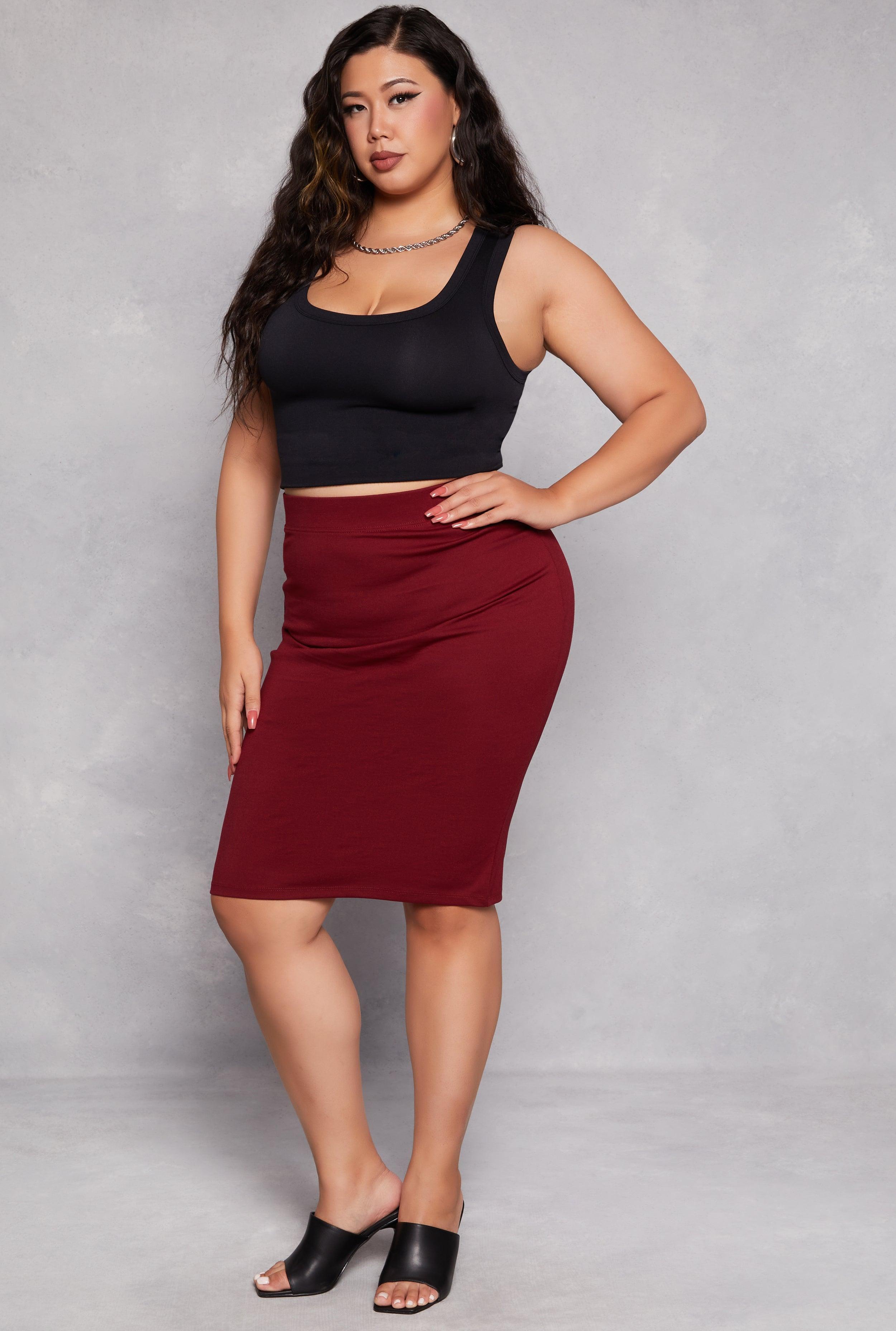 Womens Plus Size Iris Ponte High Waist Midi Pencil Skirt Product Image