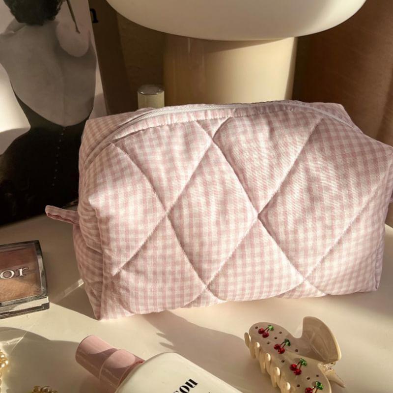 Plaid Fabric Makeup Bag Product Image