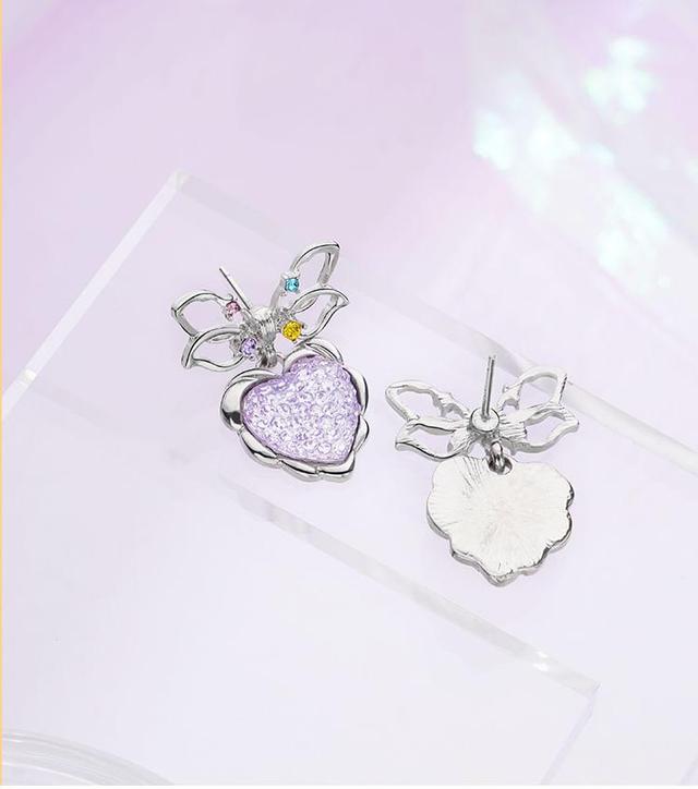 Bow Heart Alloy Drop Earring Product Image