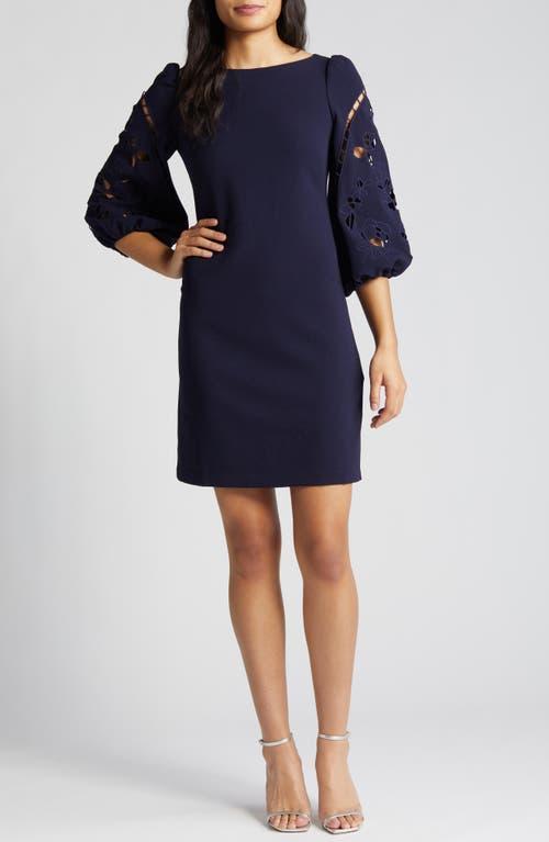 Vince Camuto Eyelet Sleeve Crepe Shift Dress Product Image