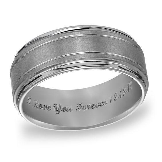 Triton Men's 9.0mm Engraved Comfort Fit Tungsten Wedding Band (25 Characters) Product Image