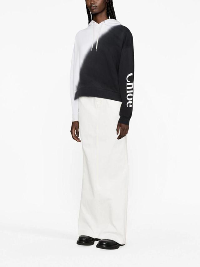 CHLOÉ Logo Printed Drawstring Hoodie In Black Product Image