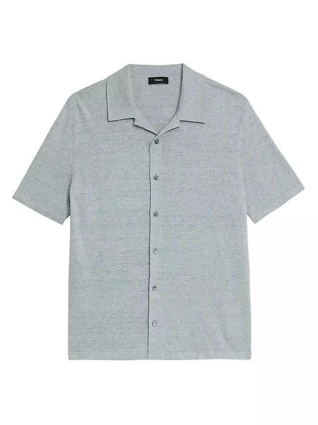 Short-Sleeve Button-Front Linen Shirt Product Image