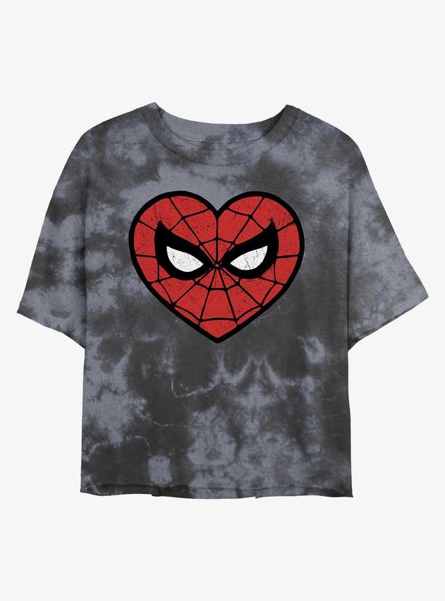 Marvel Spider-Man Spidey Heartbreaker Tie-Dye Girls Crop T-Shirt Product Image