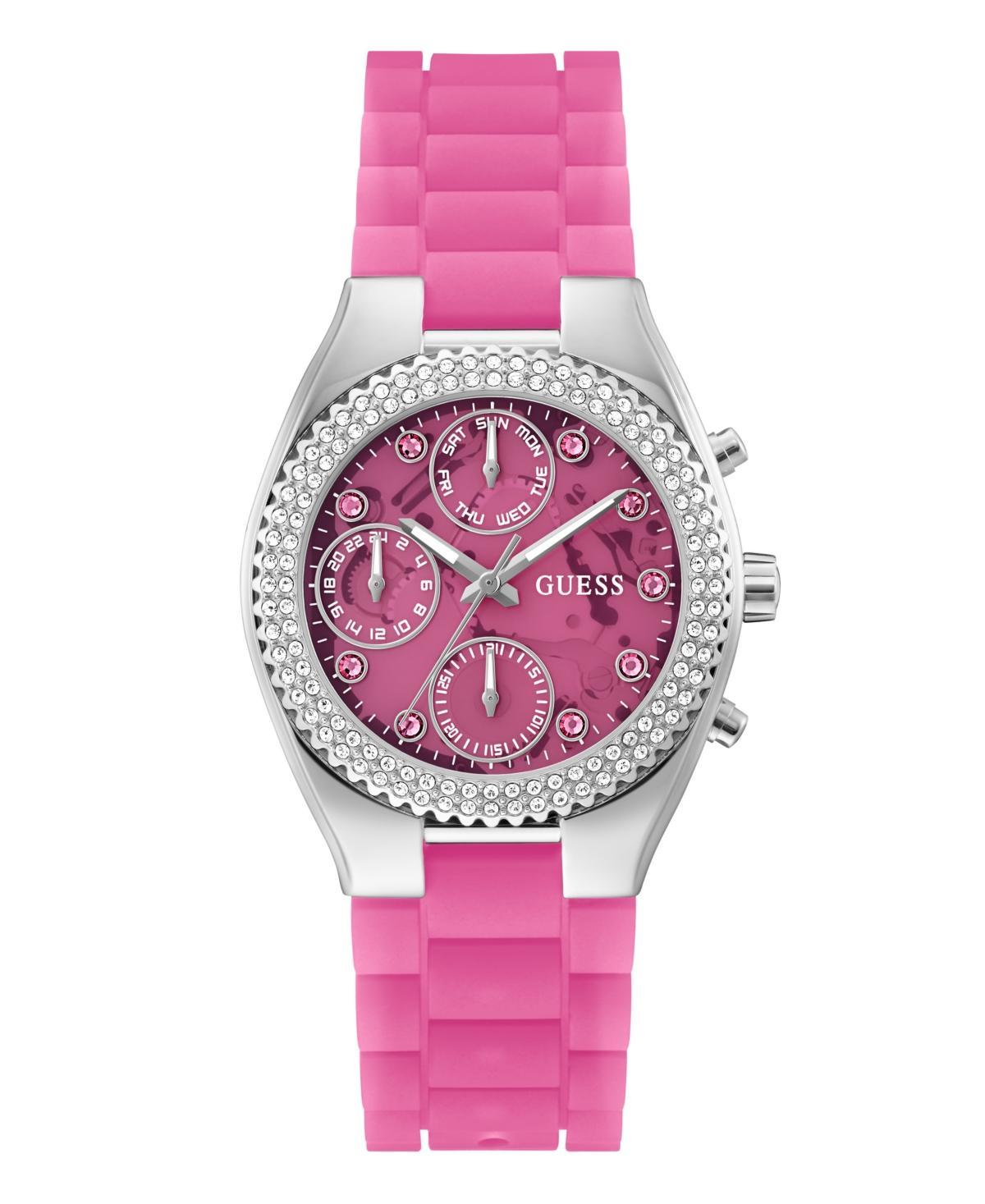 Guess Womens Multi-Function Pink Silicone Watch 37mm - Pink Product Image