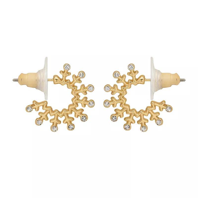 LC Lauren Conrad Gold Tone Snowflake Hoop Earrings, Womens, Clear Product Image