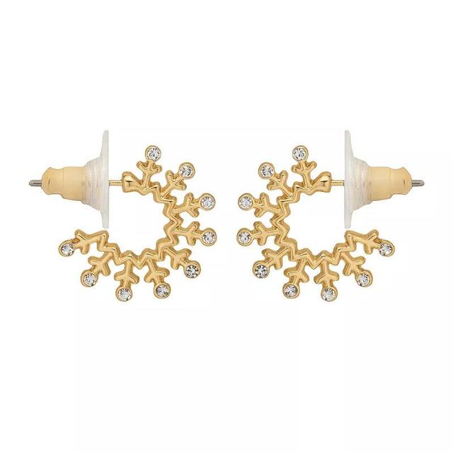 LC Lauren Conrad Gold Tone Snowflake Hoop Earrings, Womens, Clear Product Image