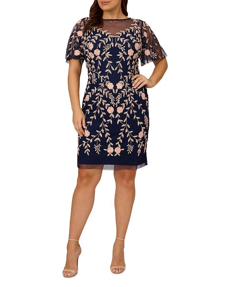 Adrianna Papell Floral Beaded Sheath Dress Product Image