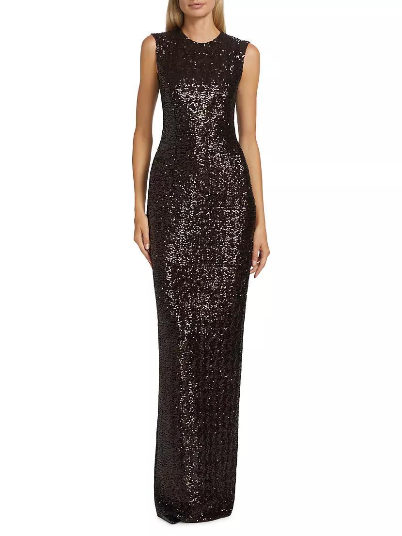 Sequined Sleeveless Column Gown Product Image