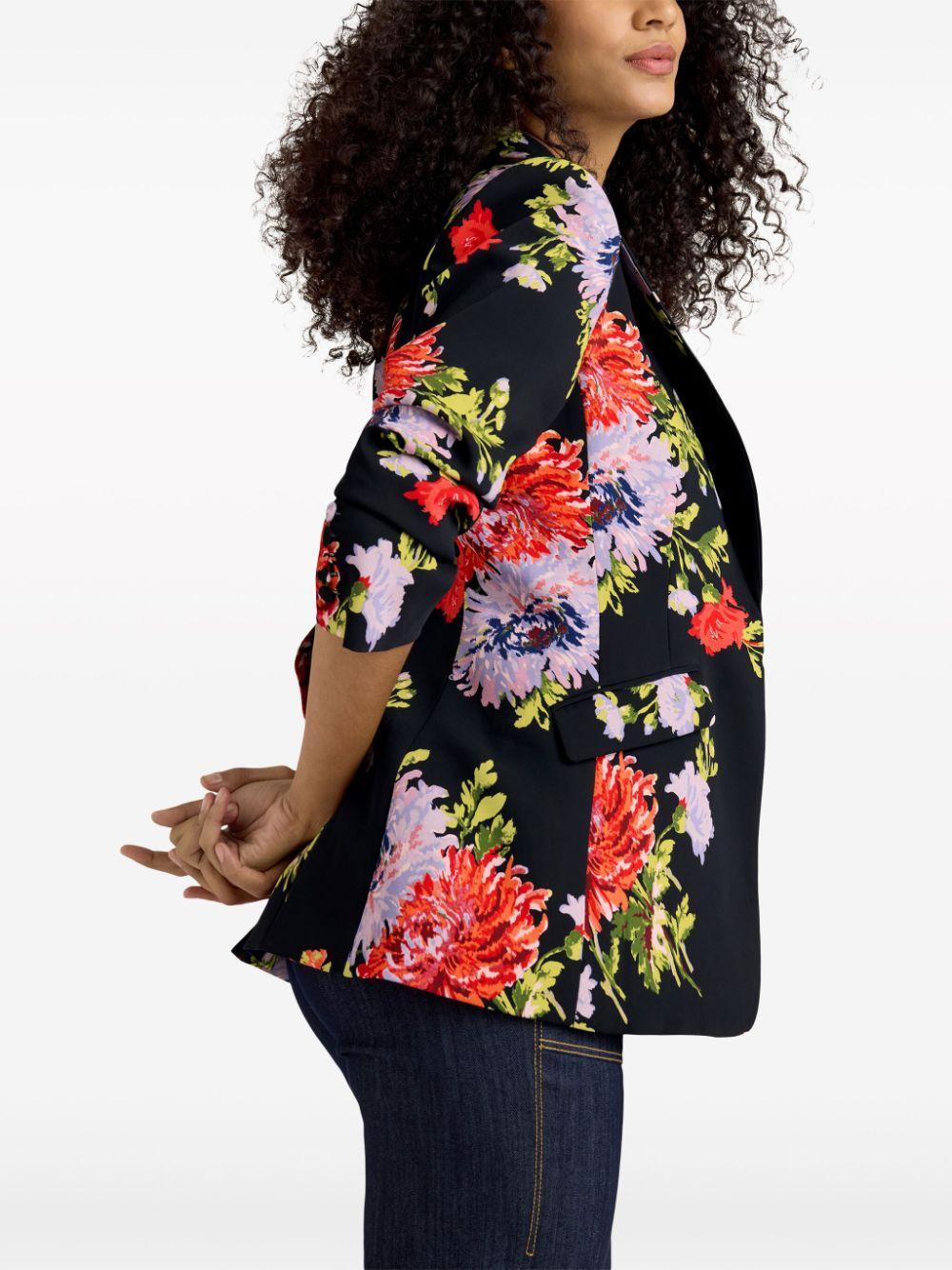 Floral-print Single-breasted Blazer In Black Multi Product Image