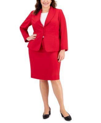 Plus Size Seamed Crepe Jacket Slim Skirt Suit  Product Image