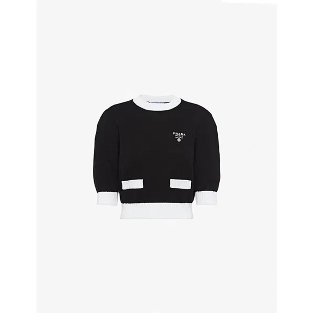 Cotton Crew-neck Sweater In Black Product Image