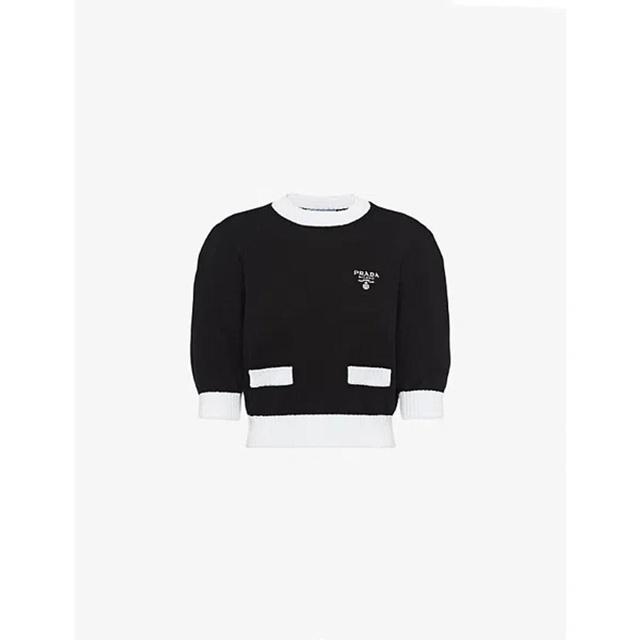 Cotton Crew-neck Sweater In Black Product Image