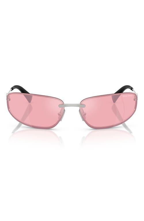 MIU MIU A50s Rimless Oval Metal Sunglasses In Silver Product Image