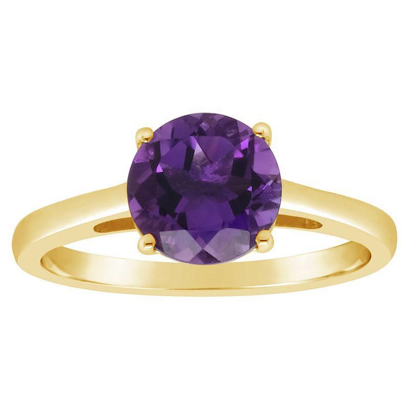 Alyson Layne 14k Gold Round Amethyst Solitaire Ring, Womens Product Image