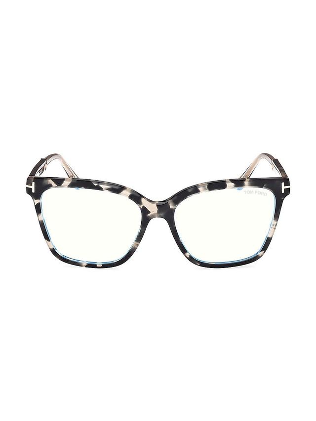 Womens 56MM Square Blue Block Glasses Product Image