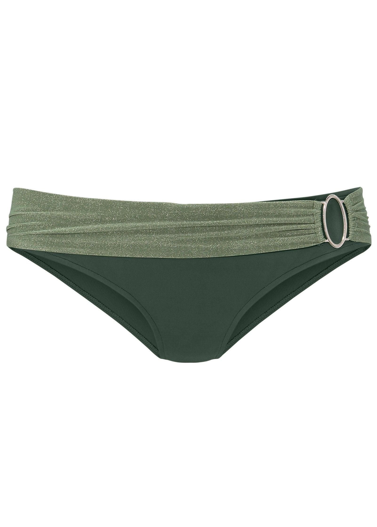 Ring Low-Rise Bikini Bottom - Olive Green Multi Product Image