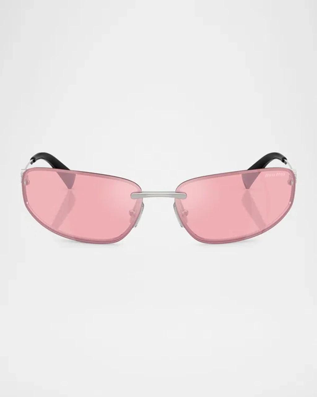 MIU MIU A50s Rimless Oval Metal Sunglasses In Silver Product Image