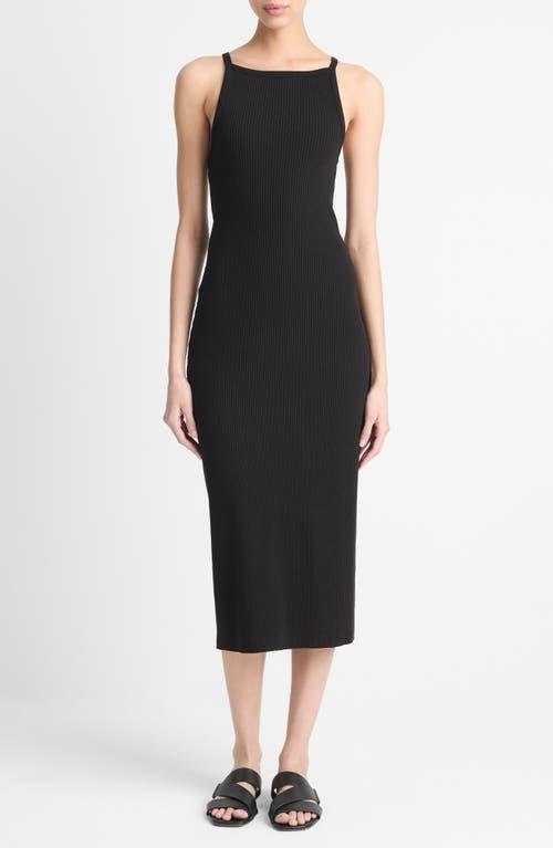 VINCE Ribbed High-neck Midi Tank Dress In Black product image