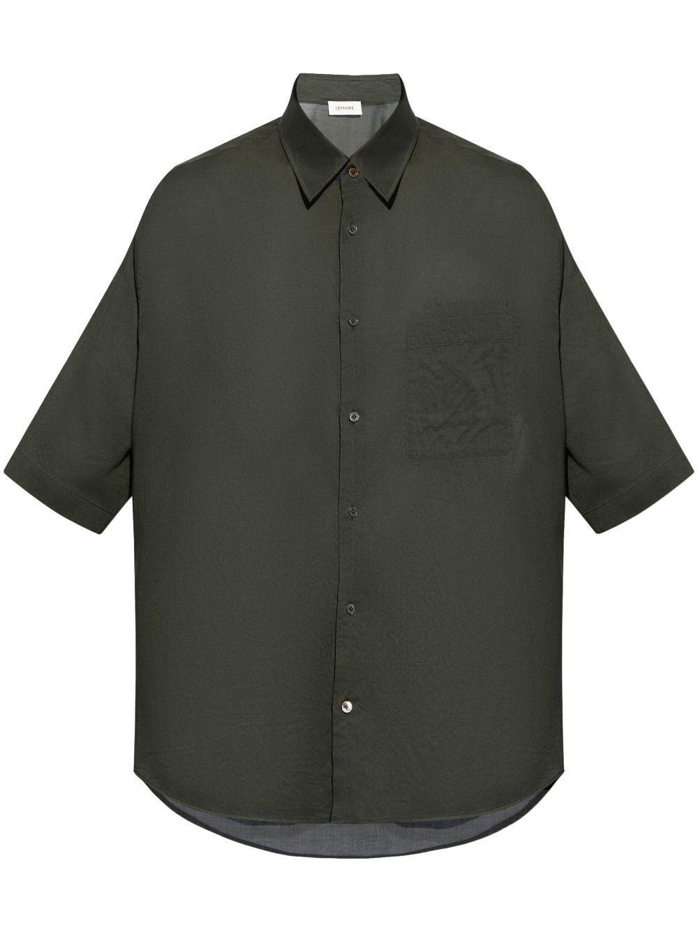 Double-pocket Cotton Shirt In Green Product Image