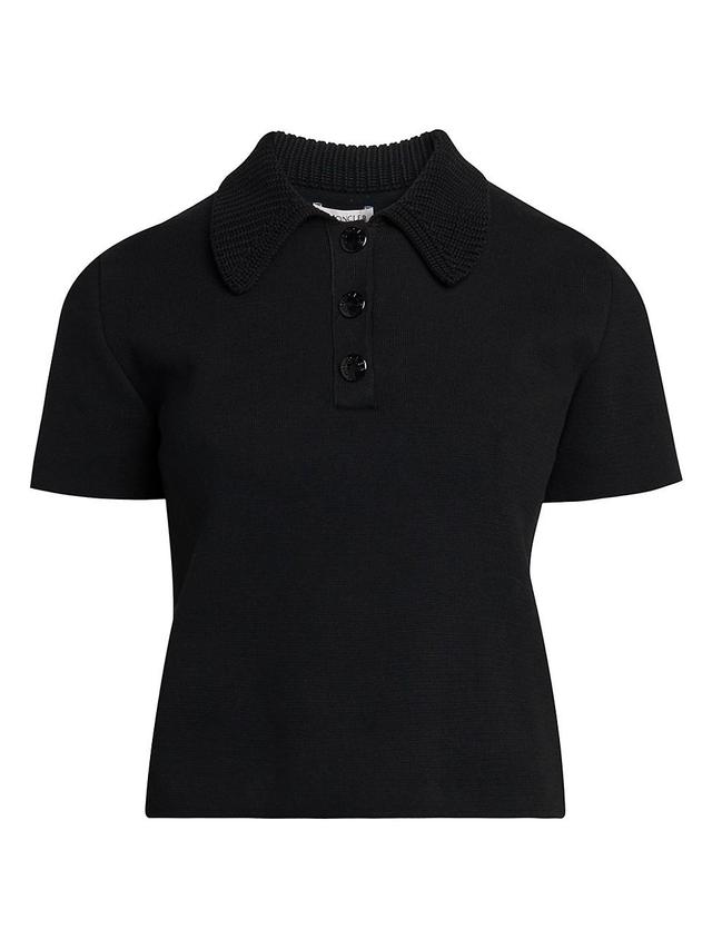 Womens Short Sleeve Polo Shirt with Knit Collar Product Image