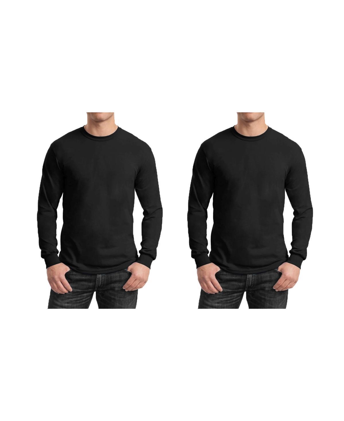 Galaxy By Harvic Mens 2-Pack Egyptian Cotton-Blend Long Sleeve Crew Neck Tee - Navy Product Image