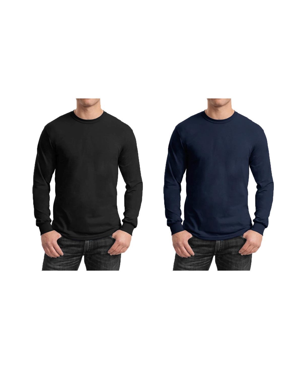 Galaxy By Harvic Mens 2-Pack Egyptian Cotton-Blend Long Sleeve Crew Neck Tee - Charcoal Product Image