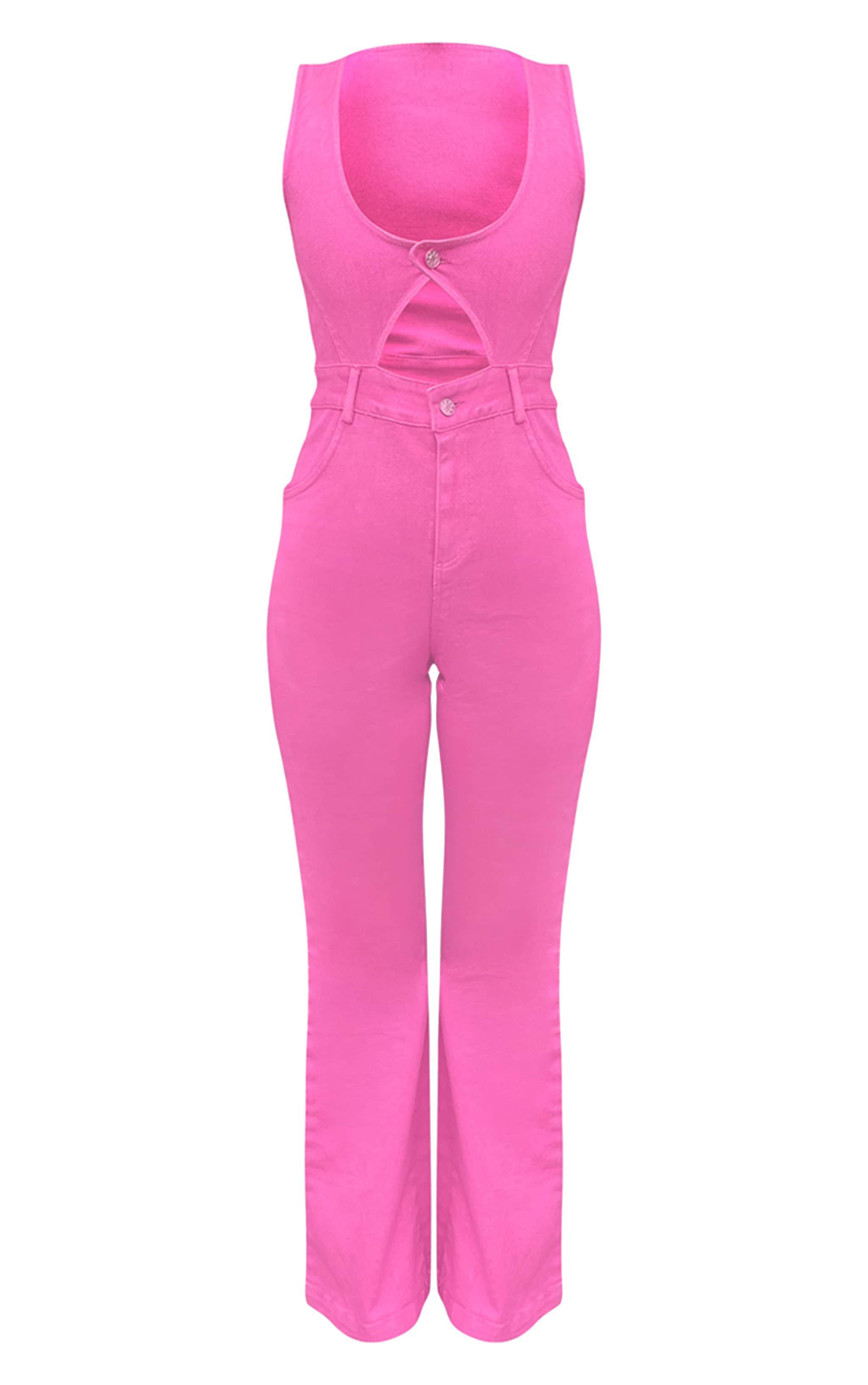 Pink Sleeveless Cut Out Straight Leg Jumpsuit Product Image