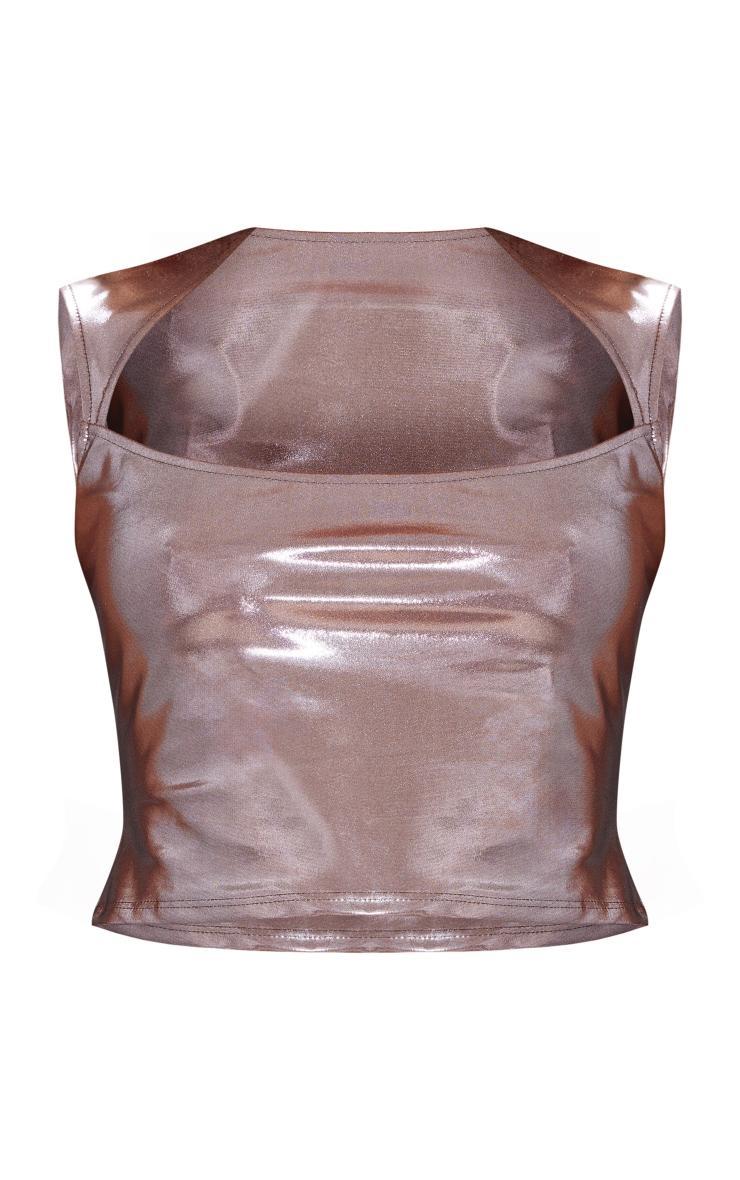 Bronze Metallic Square Neck Crop Top Product Image