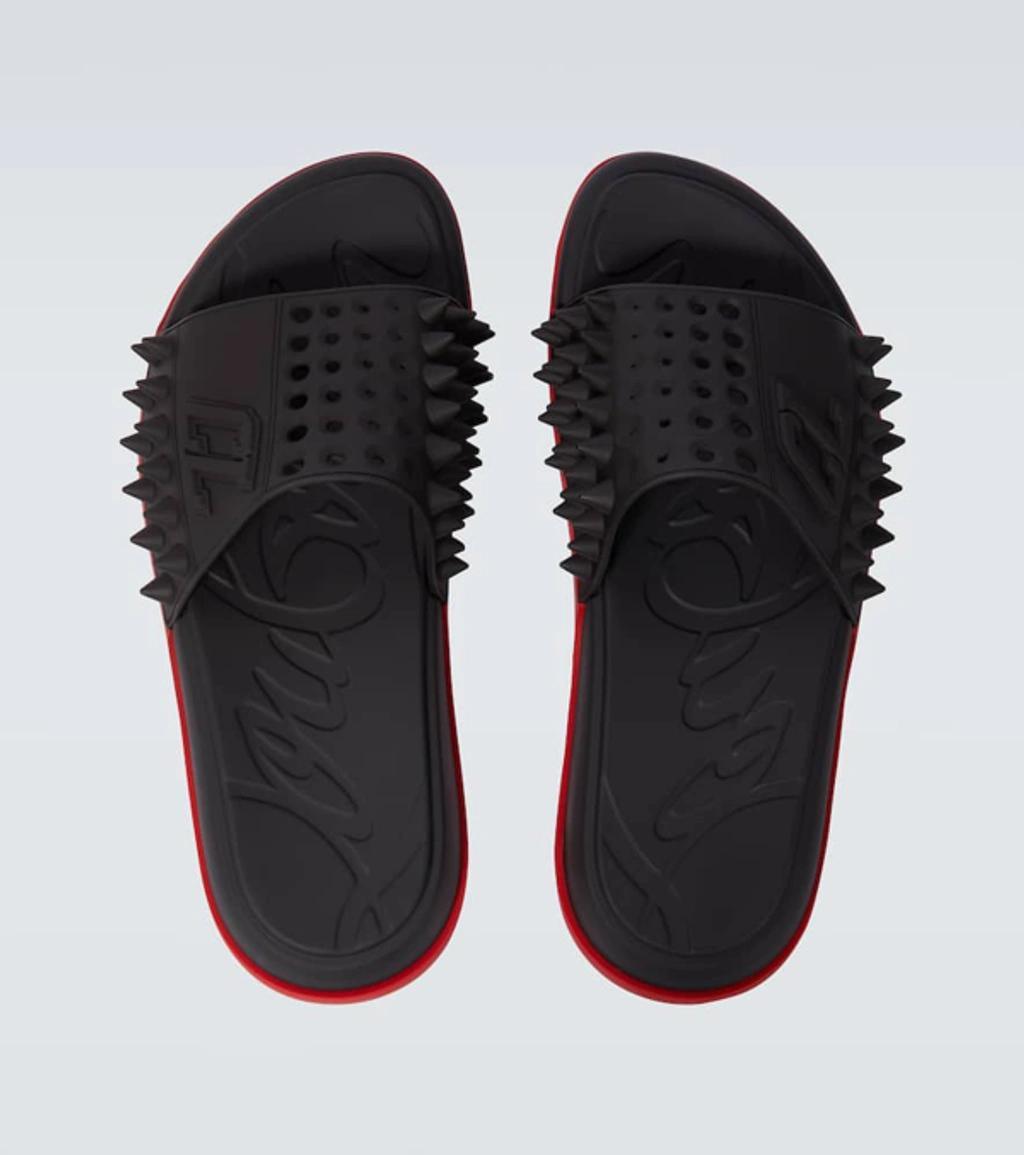 CHRISTIAN LOUBOUTIN Take It Easy Spiked Slides In Black Product Image